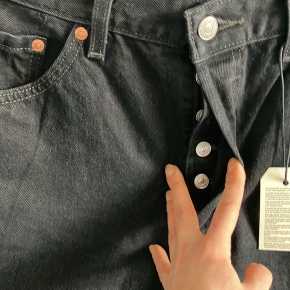 Premium Levi’s 501 black tapered slim jeans New button fly - Picture 7 of 13